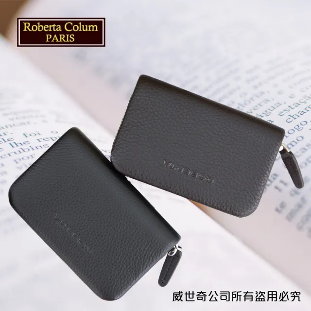【Roberta Colum】雙11 諾貝達男用皮夾 卡片夾 專櫃進口軟牛皮短夾(24011-1黑色)