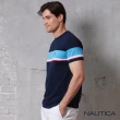 【NAUTICA】官方旗艦 男裝 跳色拼接條紋短袖T恤(藍色)