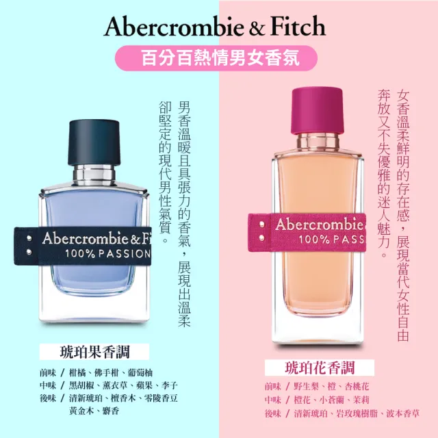 Abercrombie & Fitch】百分百熱情男性淡香水50ml(專櫃公司貨) - momo