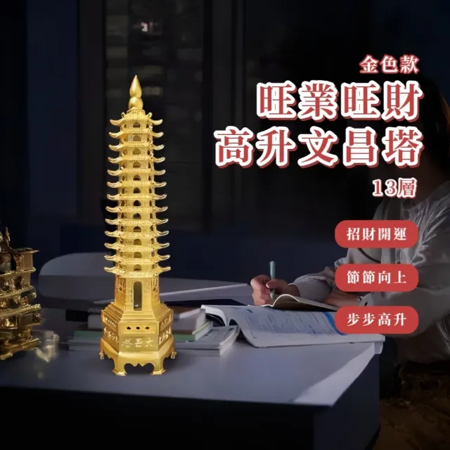 旺業旺財高升文昌塔-13層(功名有成禮物祝福書房學生考試葫蘆頂塔眼全開