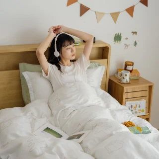 【翔仔居家】100%萊賽爾 60支天絲 鋪棉被套床包組4件組-樂野(雙人)