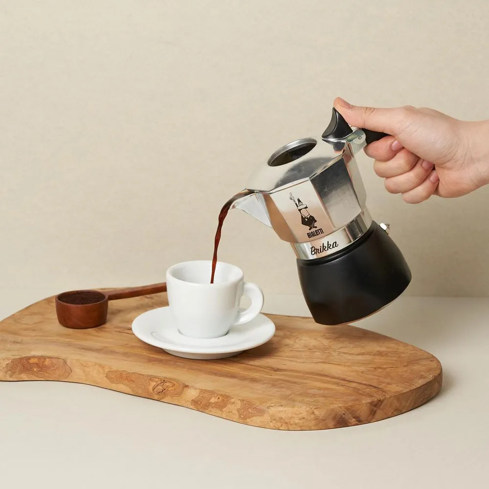【Bialetti 比亞樂堤】極厚鑽石加壓摩卡壺BRIKKA-公司貨2杯份-銀(crema醇香/免插電咖啡機/原廠保固2年)
