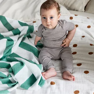 【Lassig】透氣多功能有機棉嬰兒包巾毯2入