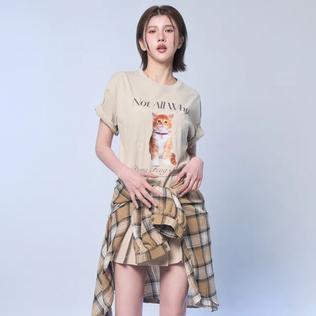 【MAJOR MADE】萌系鈴鐺貓咪刺繡印花短T(短袖上衣/圖案短T/潮流T恤/T-Shirt)