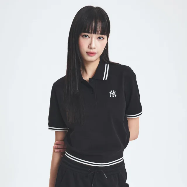 【MLB】女版抗UV短袖Polo衫 紐約洋基隊(3FPQB0253-50BKS)
