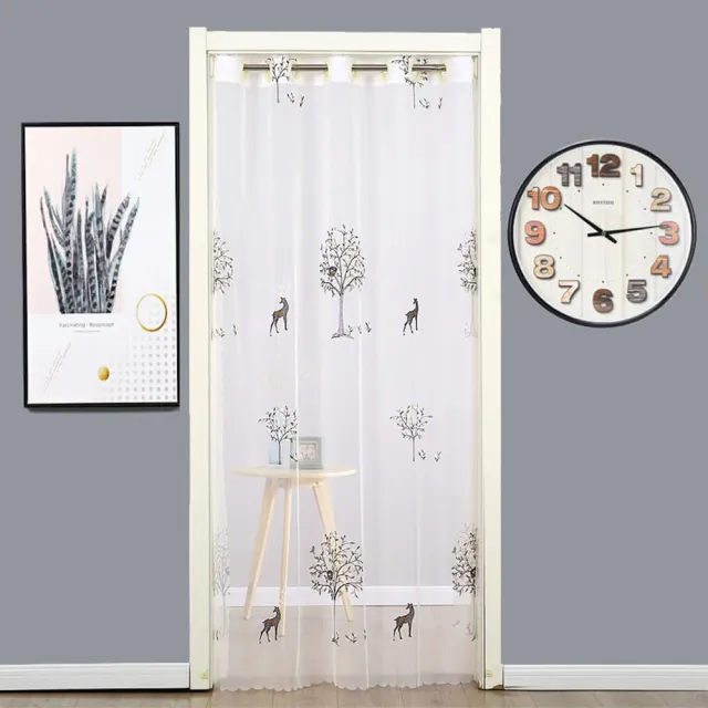【巴芙洛】四季蕾絲刺繡打孔式防蚊門簾150*200cm(送桿子/蕾絲刺繡防蚊/門簾/風水簾/長門簾/穿桿門簾)