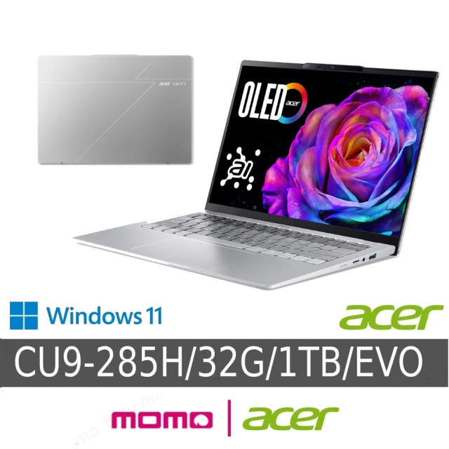 【Acer 宏碁】14吋Ultra 9輕薄筆電(Swift Go/EVO/SFG14-74-97UR/Ultra 9-285H/32G/1TB SSD/W11)