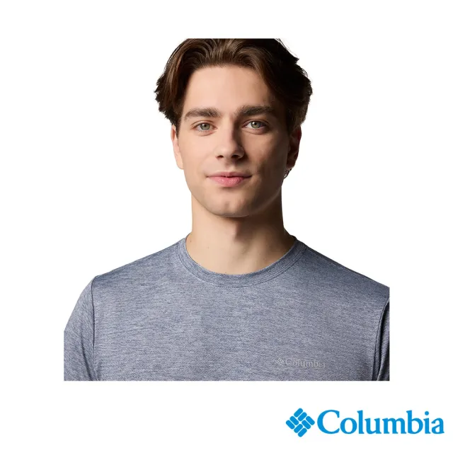 【Columbia 哥倫比亞】男款-男防曬UPF50快排短袖上衣-深藍(UAE16710NY/JS)