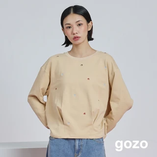 【gozo】gozo幾何字母打褶短版大學T(兩色)