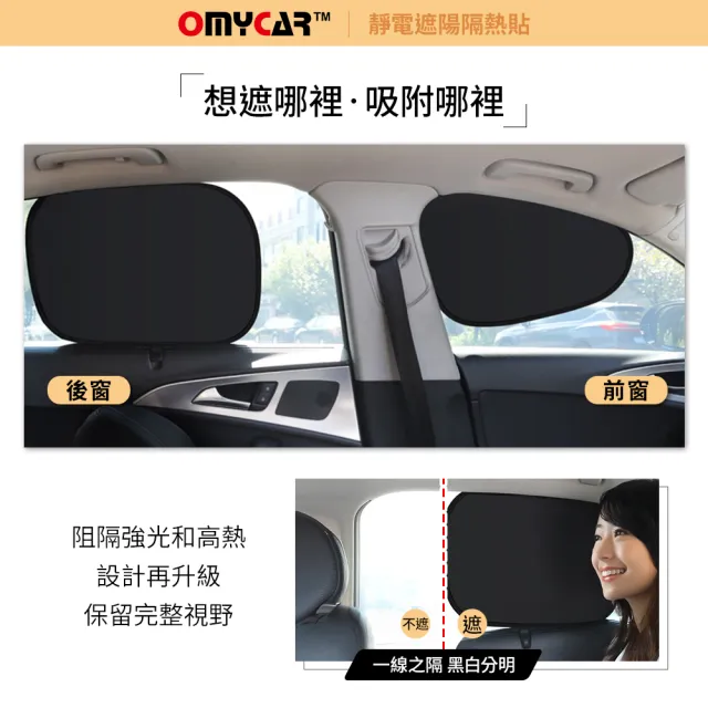 【OMyCar】靜電遮陽隔熱貼 前座+後座-4入(汽車遮陽 車窗遮陽 防曬遮光)