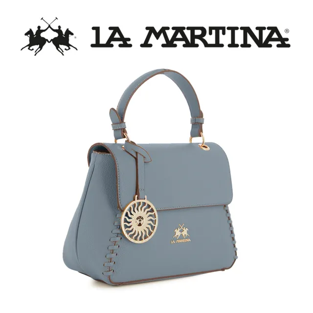 【LA MARTINA】義大利原裝進口 限量2折 頂級皮革手提包肩背包 1817P 全新專櫃展示品(淡藍