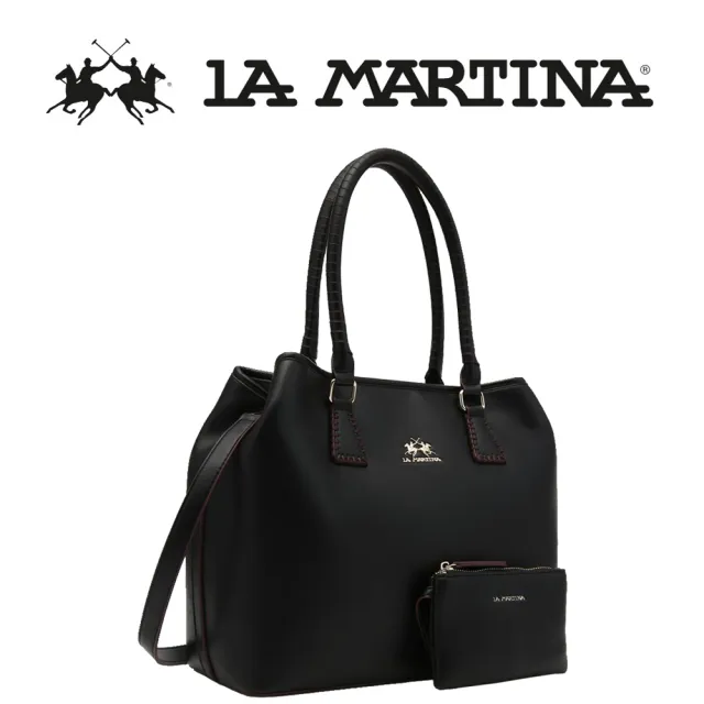 【LA MARTINA】雙11 義大利原裝進口 頂級皮革托特包肩背包 1819P(黑色)