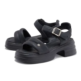 【DIANA】一字帶舒適澎澎厚底涼鞋(黑色)