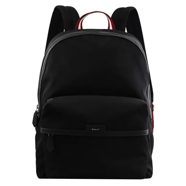【BALLY】簡約LOGO拼接前口袋旅用包商務包後背包(黑)