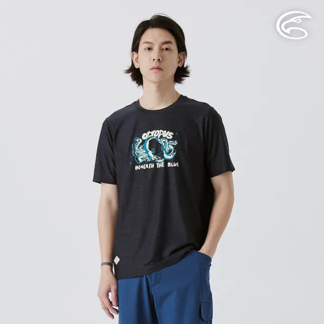 【ADISI】男浪花洞洞短袖圓領透氣圖T AL2511010 藍黑(透氣 吸濕排汗 快乾 輕量 彈性 排汗衣)