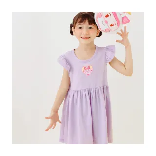 【OB 嚴選】POLI波力純棉安寶印花荷葉袖短洋裝 《IP0022》