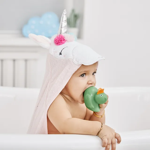 【Hudson Baby】彌月禮盒組-純棉嬰幼兒童動物連帽浴巾+嬰兒成長紀錄萬用透氣竹纖維雙層紗布包巾(哺乳巾)