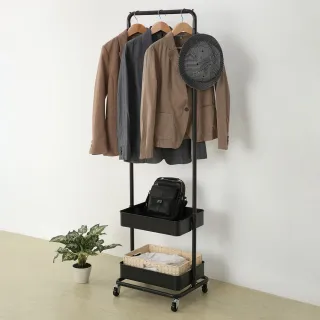 【NITORI 宜得利家居】雙籃子掛衣架 DX2s01 BK(籃子 掛衣架 衣架)