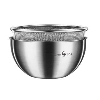 【PUSH!】廚房用品加厚 304不銹鋼濾水盆洗米篩洗水果淘米盆 瀝水籃洗菜盆(洗菜盆瀝水盆 2件組D381)