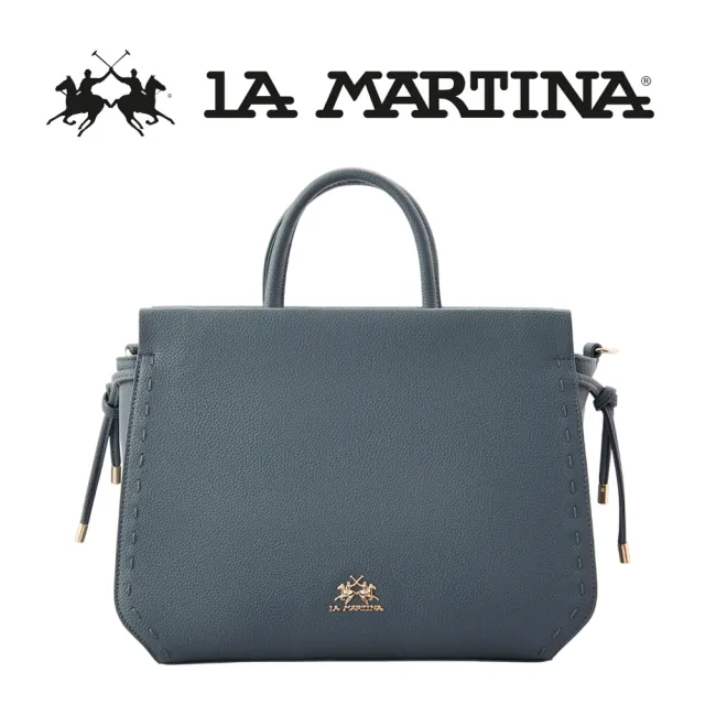 【LA MARTINA】雙11 義大利原裝進口 級皮革托特包 1821P(淡藍色)