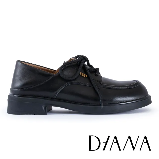 【DIANA】復古學院綁帶柔軟羊皮德比鞋(黑色)