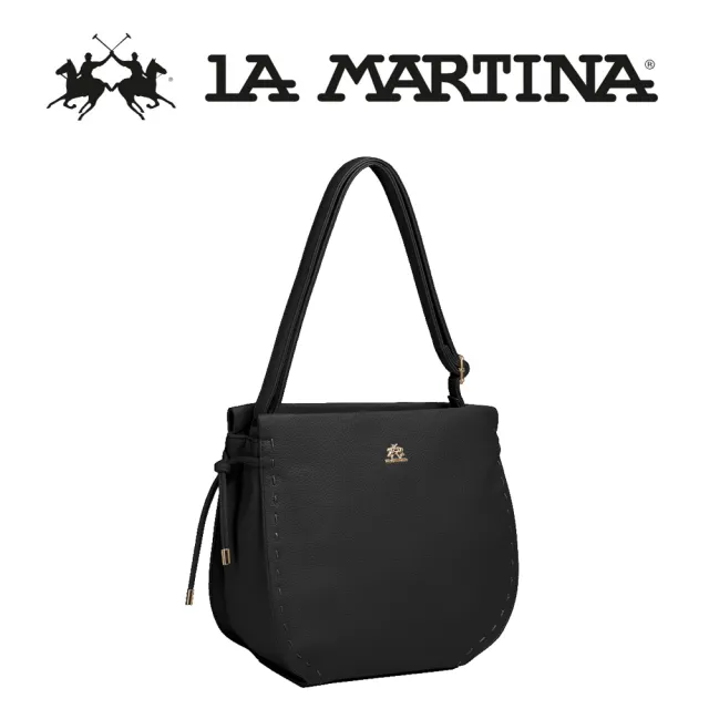 【LA MARTINA】雙11 義大利原裝進口 頂級皮革肩背包 1822P(黑色)
