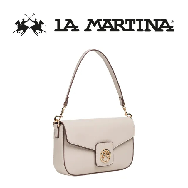 【LA MARTINA】雙11 義大利原裝進口 限量2折 頂級皮革肩背包 1814P 全新專櫃展示品(奶白色)