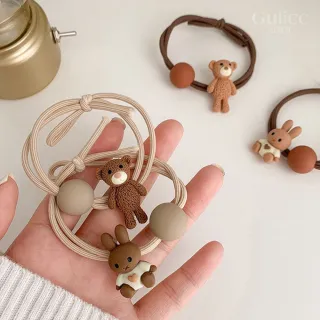 【Gulicc】髮圈 韓國 小熊 小兔 皮筋 隨機4入(新年 情人節 生日 髮飾 頭飾 大腸圈 髮夾 禮物)