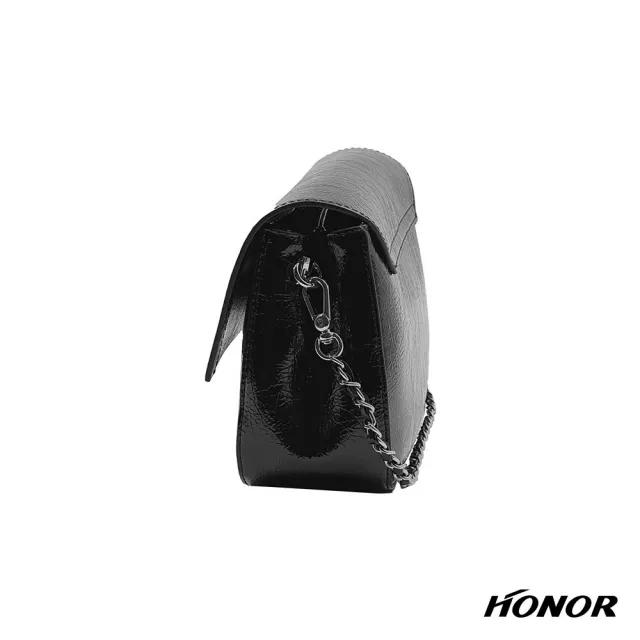 【HONOR 山形屋】簡約鎖釦可調鍊帶小方包-黑/淺杏