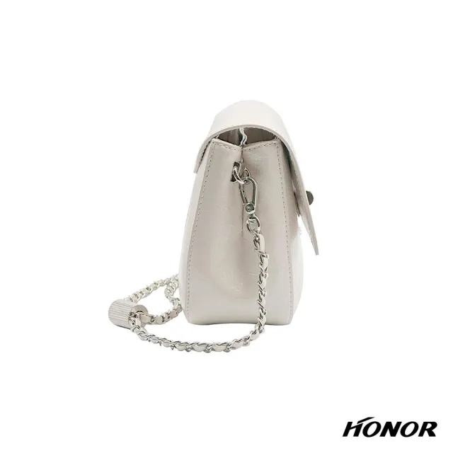 【HONOR 山形屋】簡約鎖釦可調鍊帶小方包-黑/淺杏