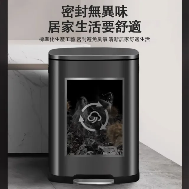 【巧可】401不鏽鋼垃圾桶 50L大容量帶蓋商用垃圾桶 無指紋鏡面腳踏式垃圾桶 液壓阻尼 靜音緩降
