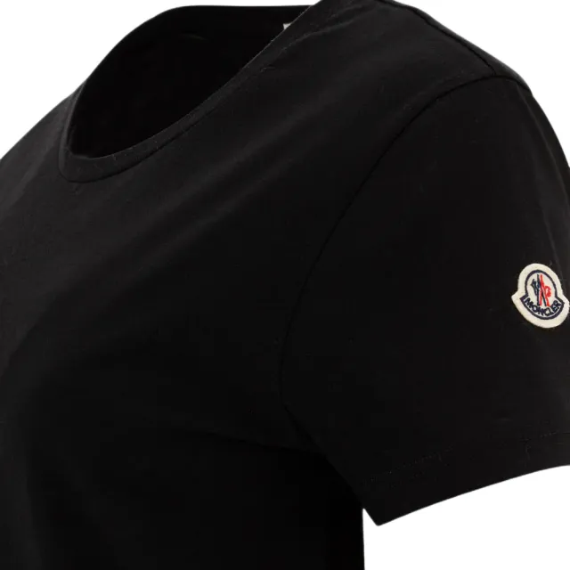【MONCLER】女款 左臂品牌LOGO 圓領短袖T恤-黑色(XS號、S號、M號、L號)