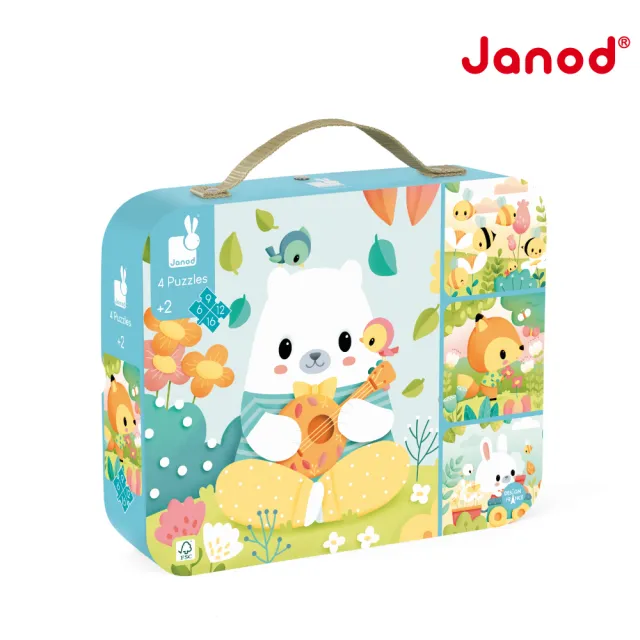 【Janod】4合1拼圖-小熊的朋友(幼兒拼圖 寶寶拼圖 厚片拼圖)