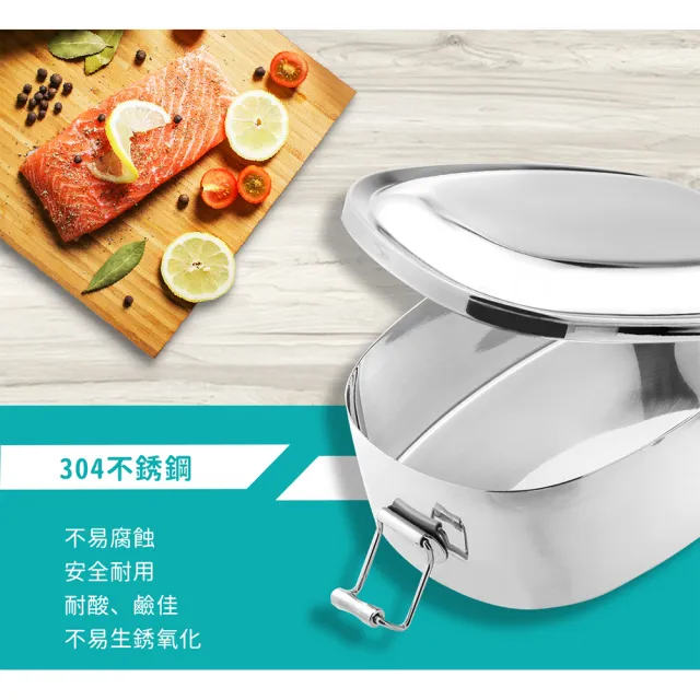 【Chieh Pao 潔豹】304不鏽鋼康潔橢圓便當盒 15CM 550CC(SGS檢驗合格 餐盒 飯盒 便當盒)