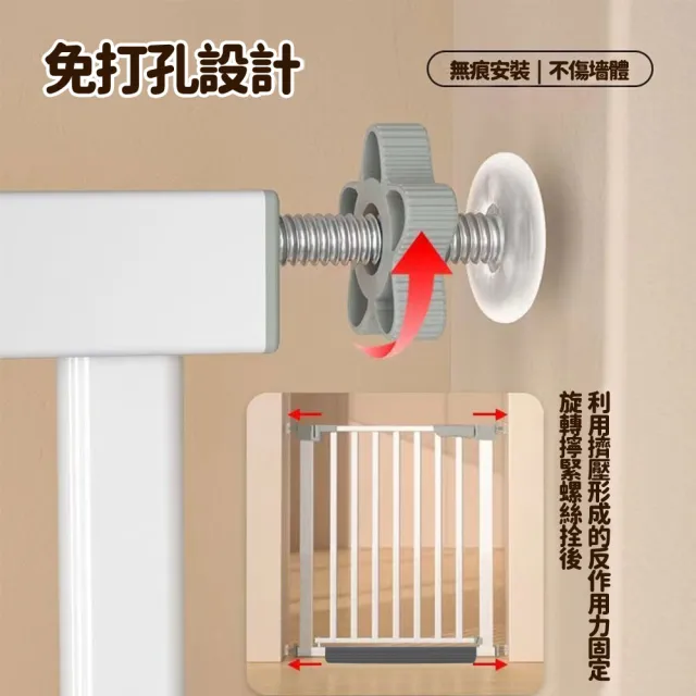 【小不記】高76公分 安裝寬度（139-146）(安全防護門欄/安全圍欄/寵物柵欄門欄/柵欄門/自帶延長件組)