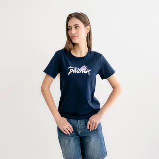【Arnold Palmer 雨傘】女裝-玫瑰親膚純棉圓領T-shirt(藏青色)