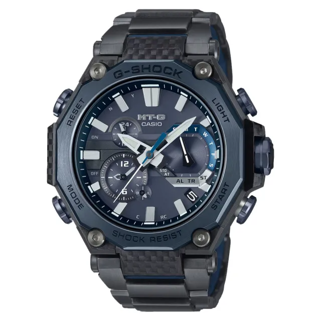 【CASIO 卡西歐】MT-G 雙層碳核心 藍芽 多功能運動腕錶 錶 週年慶 雙11(MTG-B2000YBD-2A)