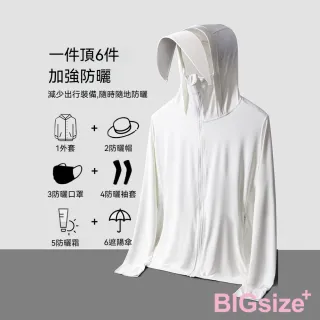 【B+ 大尺碼專家】現貨-大尺碼-女款-黑科技 防曬 冰涼 連帽 外套-黑/米/紫/粉(0108065)