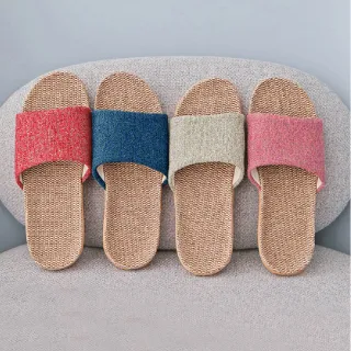 【AXIS 艾克思】繽紛糖果色亞麻透氣輕巧防滑室內拖鞋_1雙(男/女款)