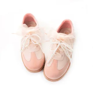 【amai】仙女日常珍珠蝴蝶結緞帶休閒德訓鞋 休閒鞋 小白鞋 緞帶鞋 百搭 復古 大尺碼 GT25-3PN(粉色)