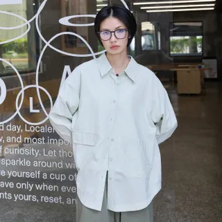 【gozo】MOMO獨家款★限量開賣 不對稱口袋長版遮陽襯衫(兩色)