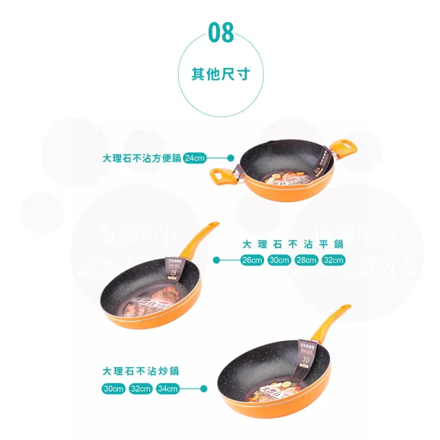 【Chieh Pao 潔豹】導磁底大理石不沾炒鍋 34CM(台灣製精品 IH電磁爐可用 不沾鍋 平底鍋)