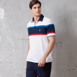 【NAUTICA】官方旗艦 男裝 撞色吸濕排汗短袖POLO衫(白色)