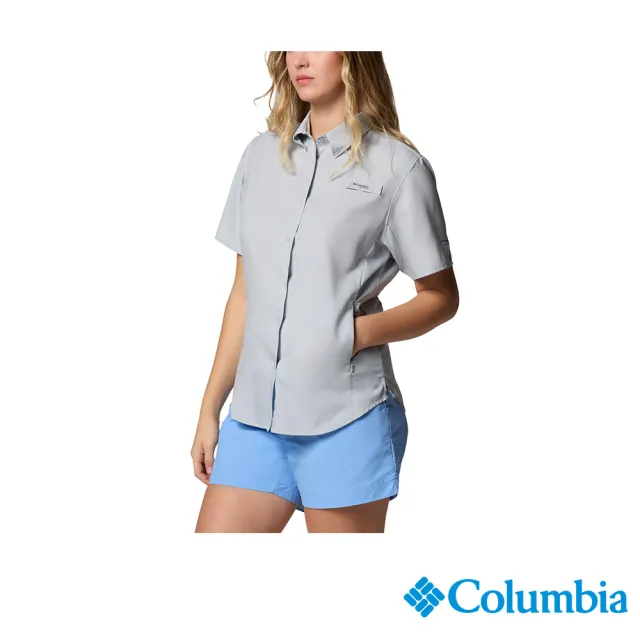 【Columbia 哥倫比亞】女款-女防曬UPF40快排短袖襯衫-灰色(UFL72770GY/JS)
