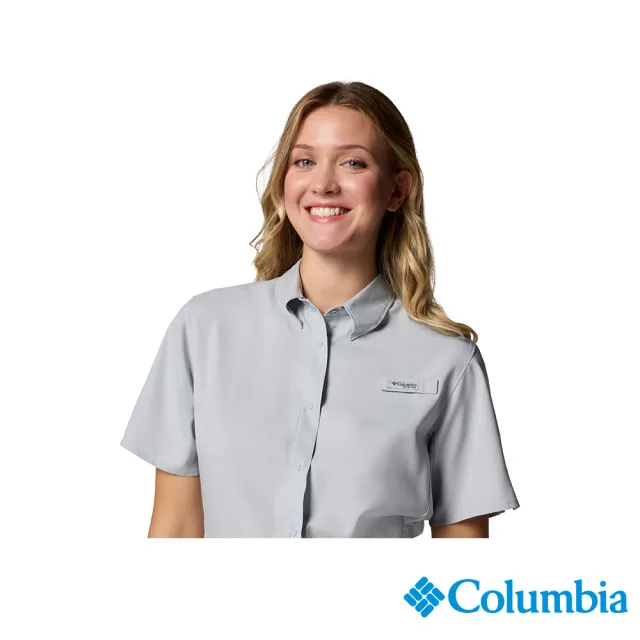 【Columbia 哥倫比亞】女款-女防曬UPF40快排短袖襯衫-灰色(UFL72770GY/JS)