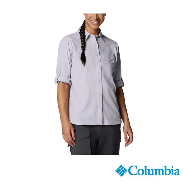【Columbia 哥倫比亞】女款-女防曬UPF50快排長袖襯衫-淡紫色(UFL96020AZ/JS)