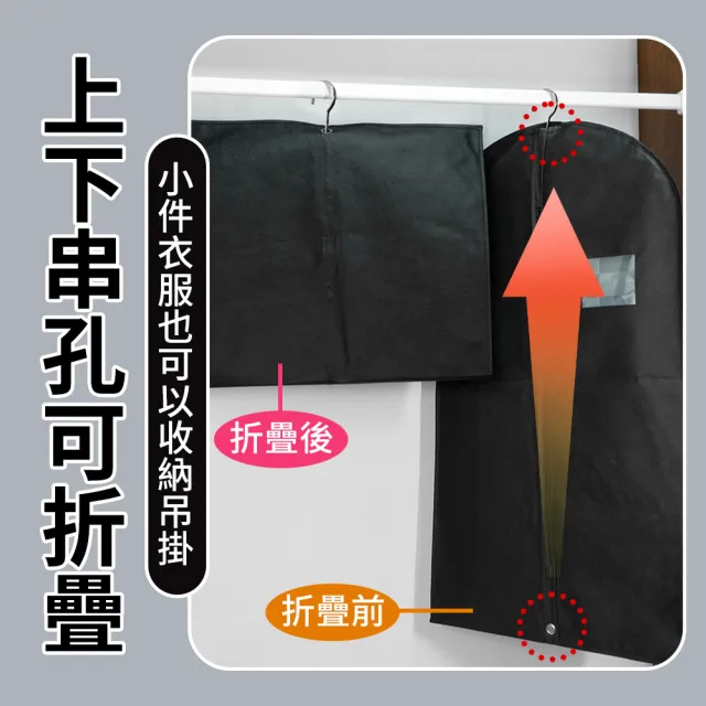 【JHS】衣物防塵套 黑色加厚款 5入組(大衣/洋裝/西裝適用 衣服防塵袋 收納袋 防塵防潮)