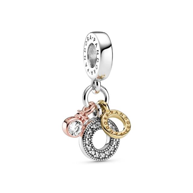 【Pandora 潘多拉】三色金屬王冠吊飾-絕版品