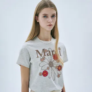 【MARDI MERCREDI】印花短TEE 燕麥色 經典小雛菊 繽紛灰褐花 修身 SLIM TSHIRT FLOWERMARDI BLOSSOM