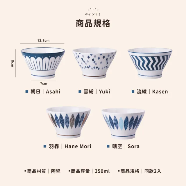 CHA-CHA-LIFE 恰恰生活】日式陶瓷斗笠碗2入(餐具/餐碗) - momo購物網